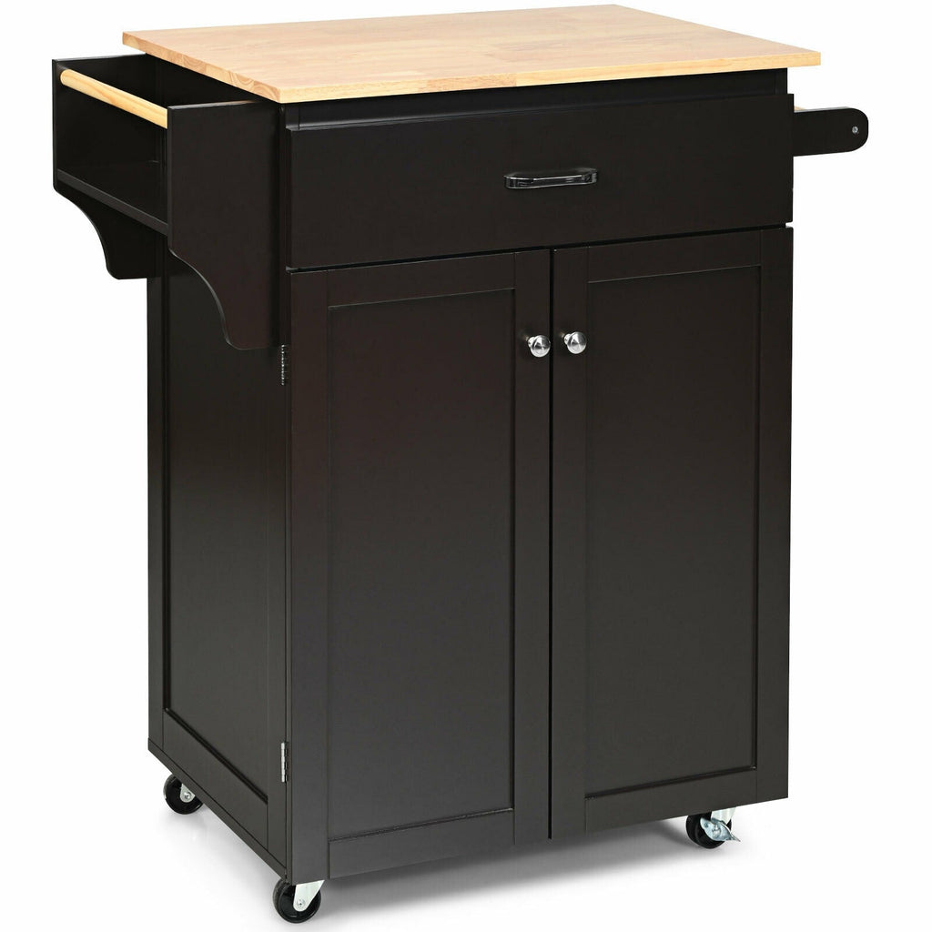 Rolling Kitchen Island Cart with Spice Rack & Storage