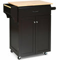 Rolling Kitchen Island Cart with Spice Rack & Storage