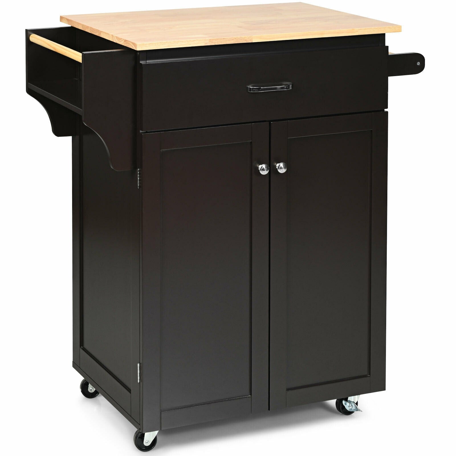 Rolling Kitchen Island Cart with Spice Rack & Storage
