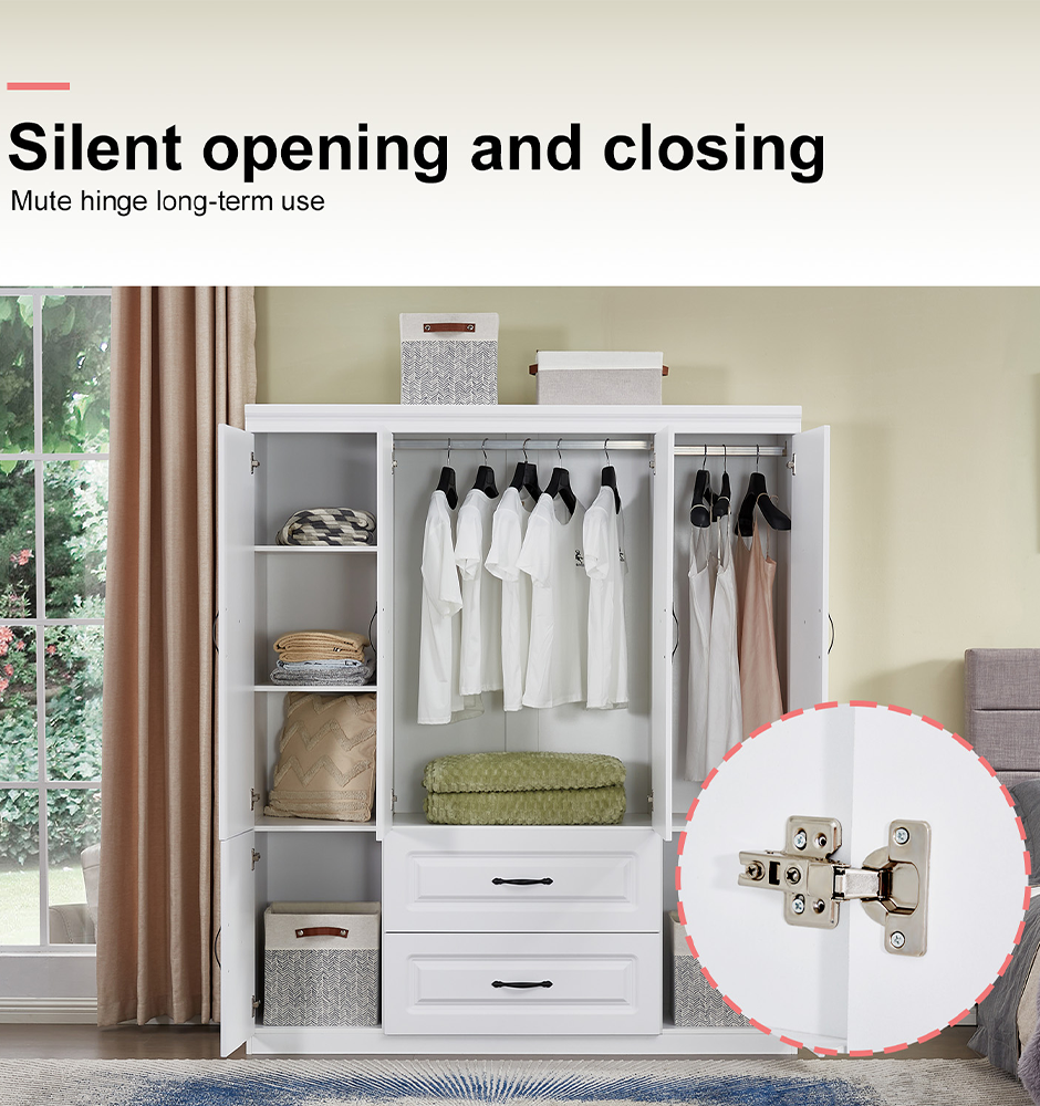 Freestanding Wardrobe Closet with Drawers & Shelves