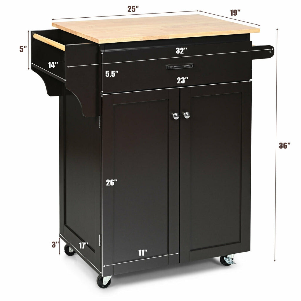Rolling Kitchen Island Cart with Spice Rack & Storage