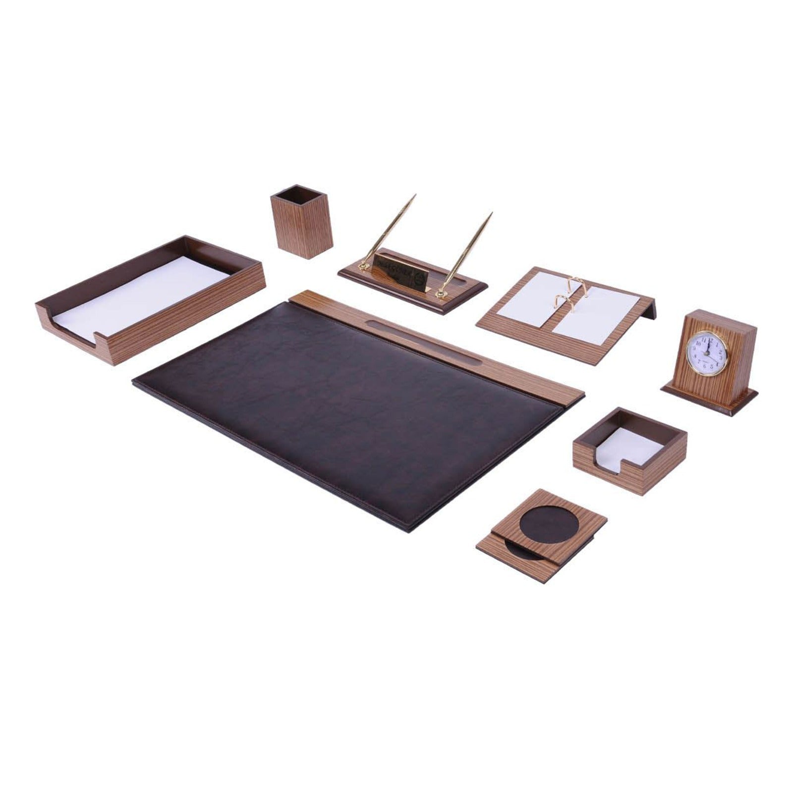 Leather Desk Organizer Set — 11 Piece