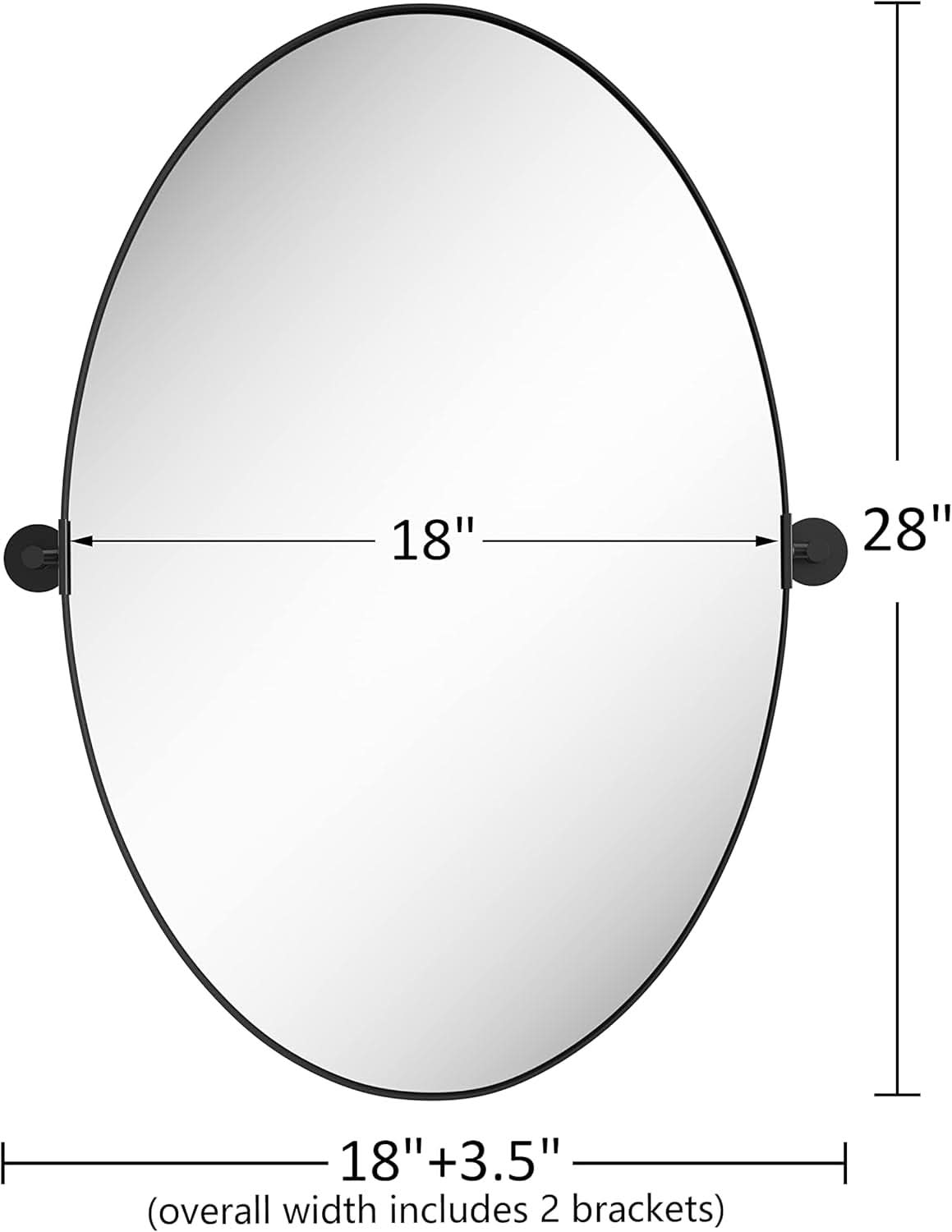 Modern Black Oval Bathroom Wall Mirror
