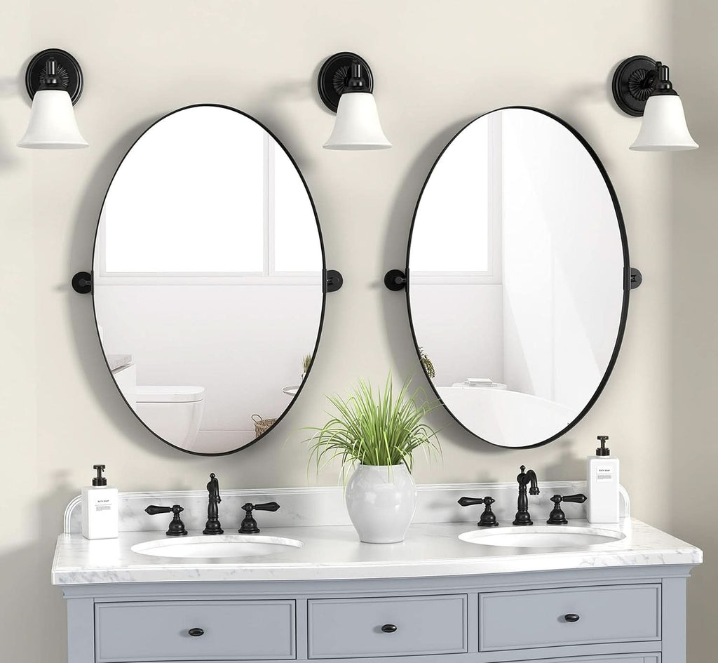 Modern Black Oval Bathroom Wall Mirror