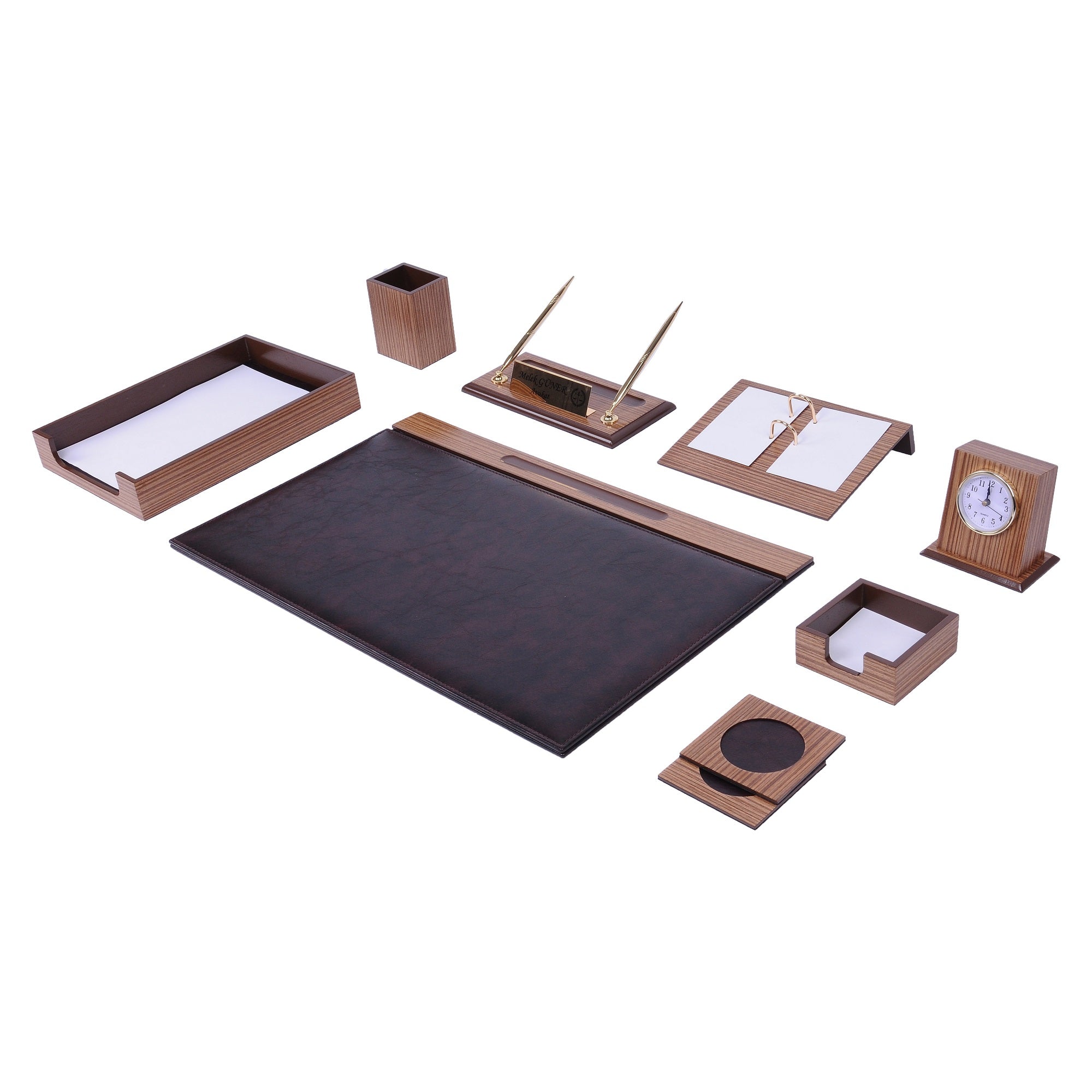 Leather Desk Organizer Set — 11 Piece