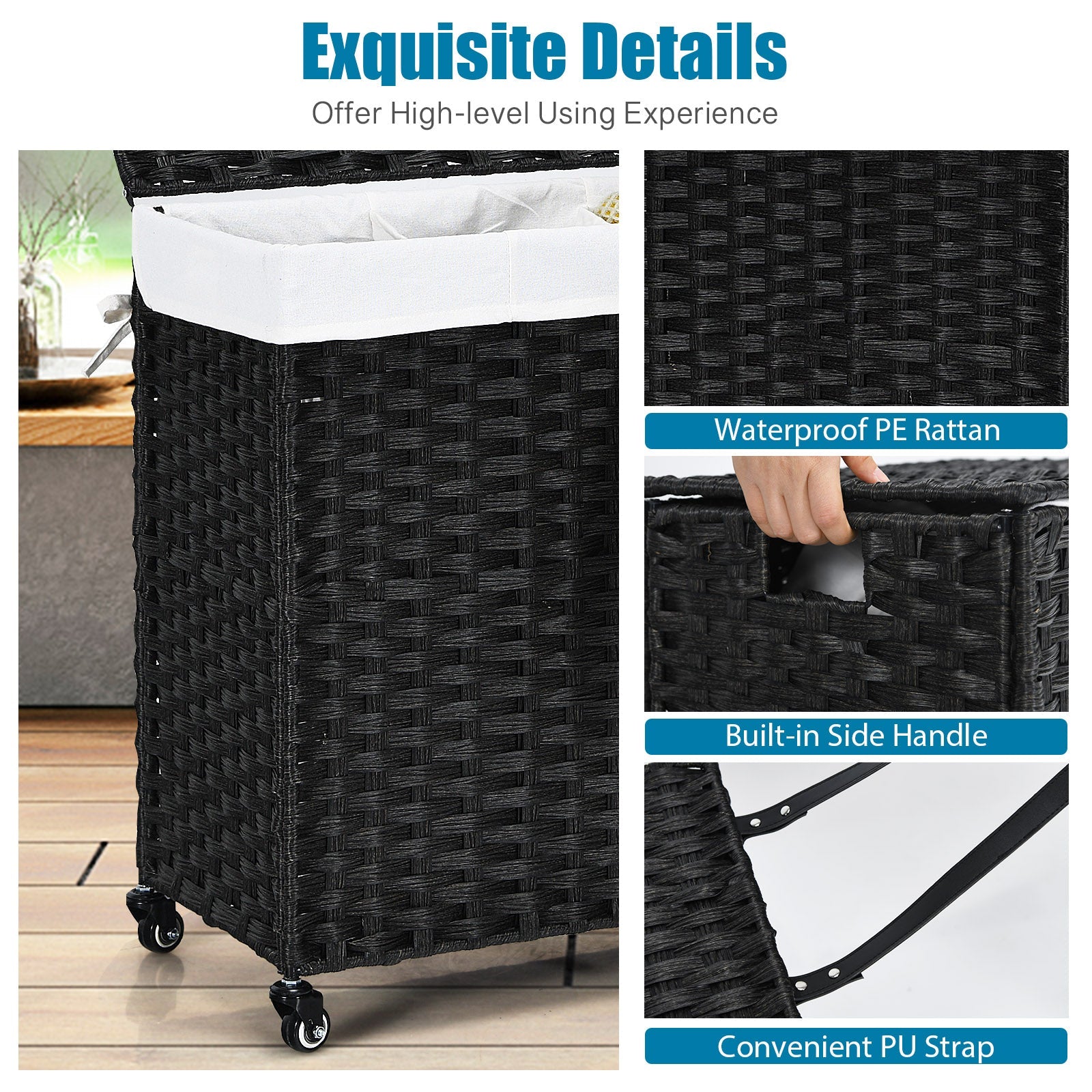 Rolling Laundry Hamper with Lid