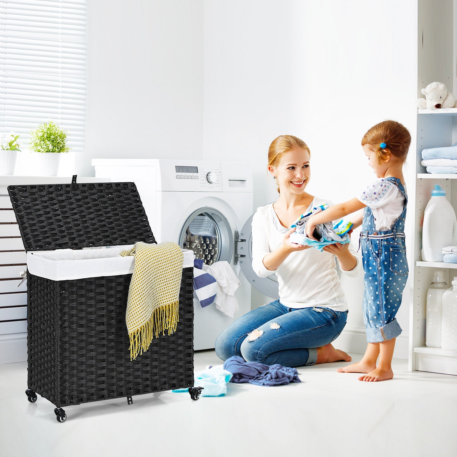Rolling Laundry Hamper with Lid