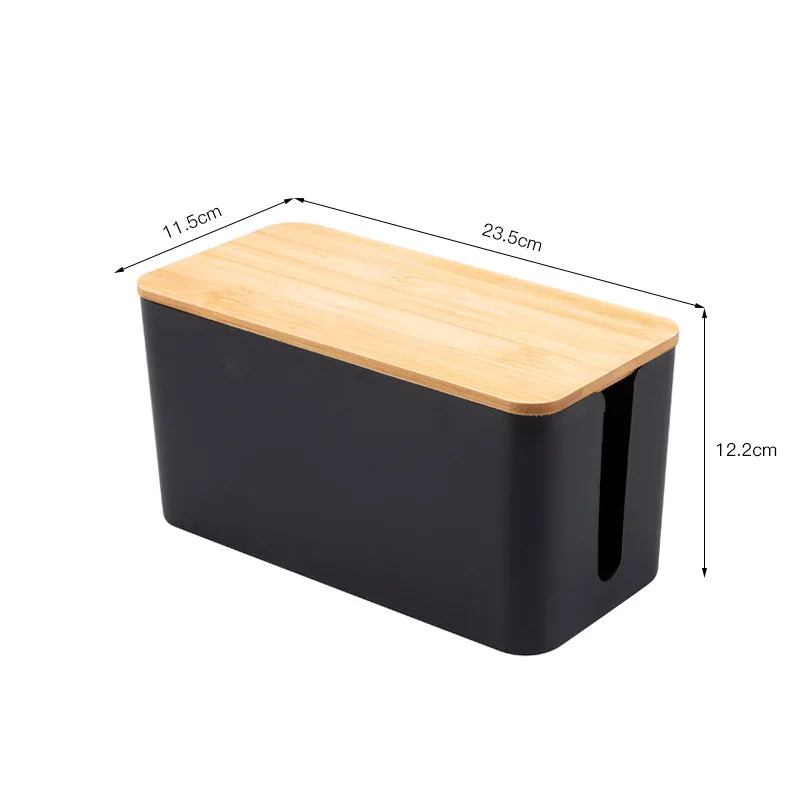 Wooden Cable Storage Box & Wire Organizer