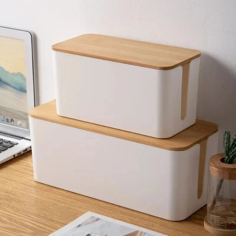 Wooden Cable Storage Box & Wire Organizer