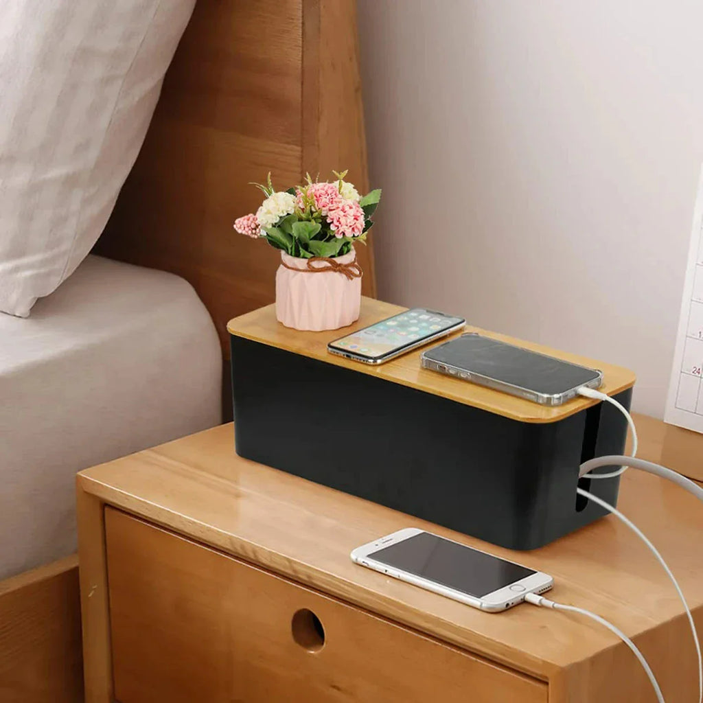 Wooden Cable Storage Box & Wire Organizer
