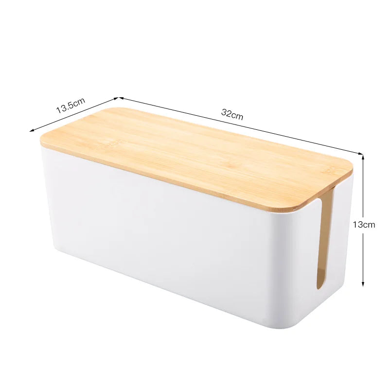 Wooden Cable Storage Box & Wire Organizer