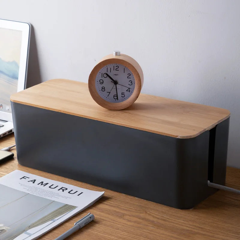 Wooden Cable Storage Box & Wire Organizer