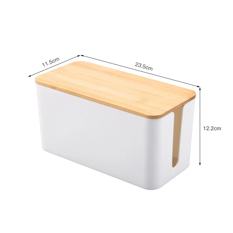 Wooden Cable Storage Box & Wire Organizer
