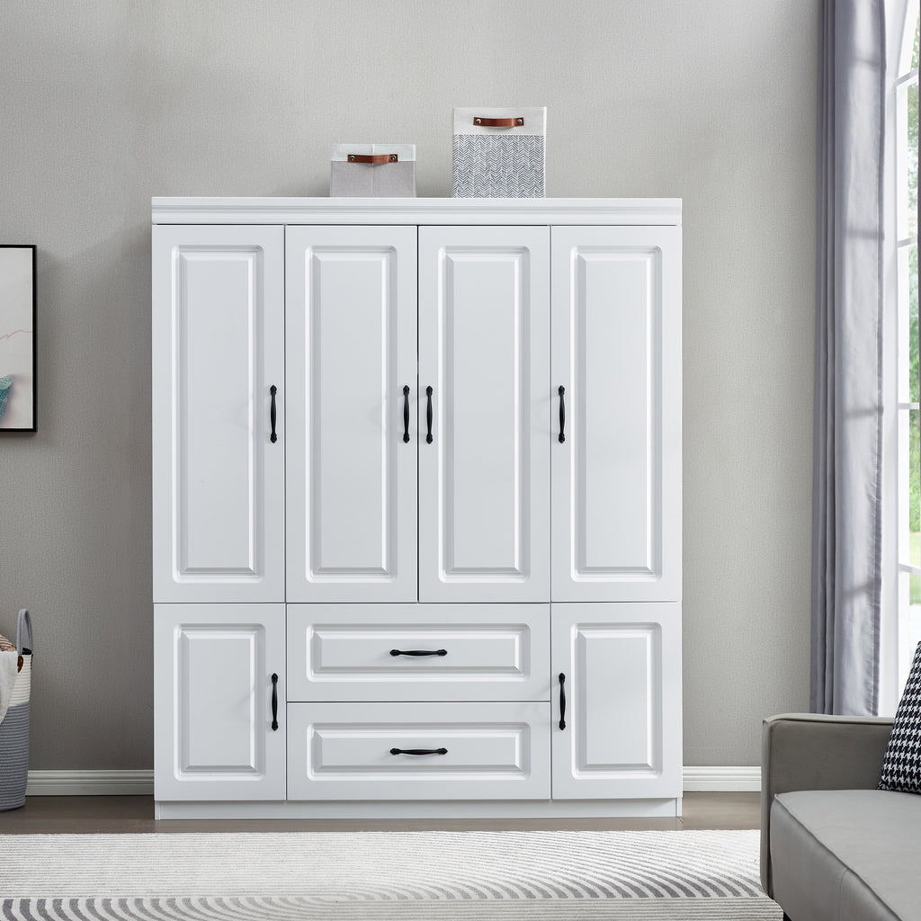 Freestanding Wardrobe Closet with Drawers & Shelves