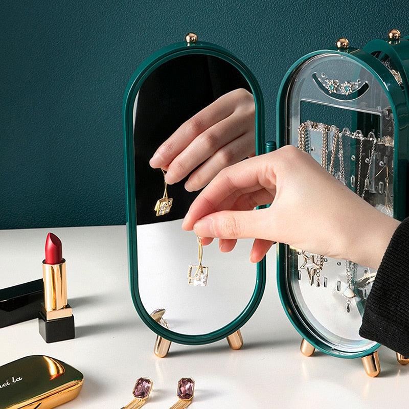 Multilayer Jewelry Organizer Box with Mirror