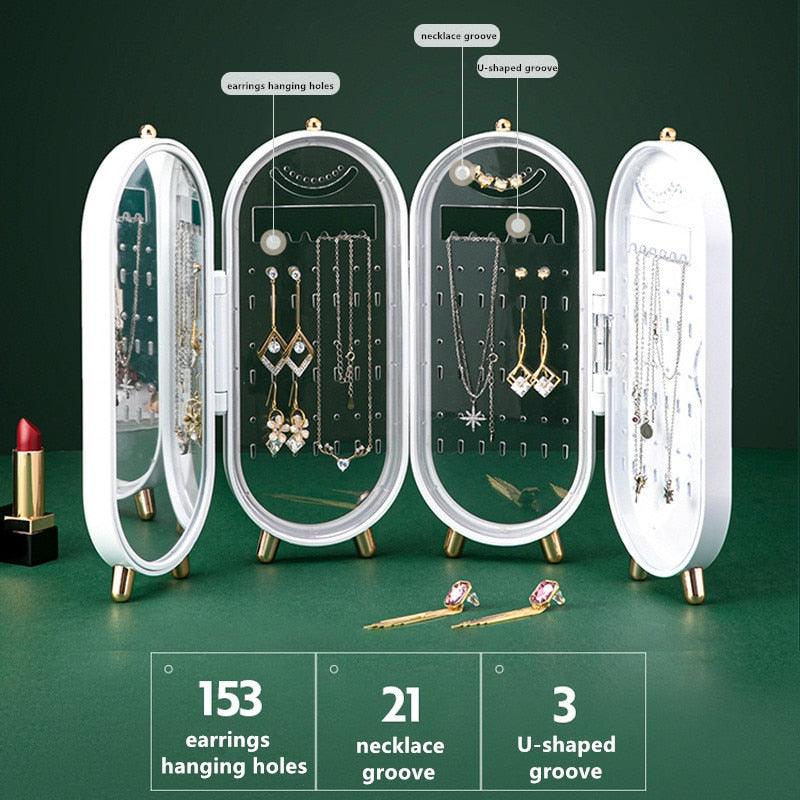 Multilayer Jewelry Organizer Box with Mirror
