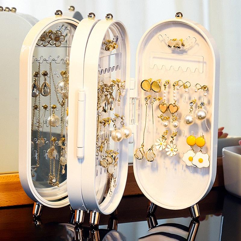Multilayer Jewelry Organizer Box with Mirror