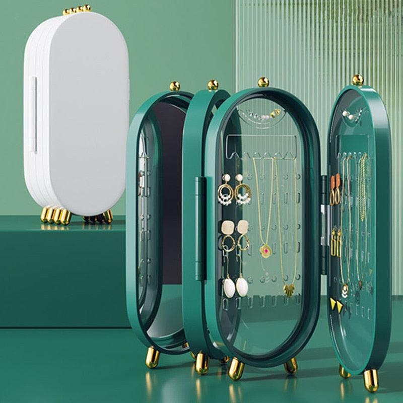 Multilayer Jewelry Organizer Box with Mirror