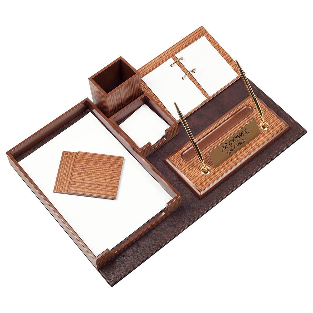 Leather Desk Organizer Set — 11 Piece