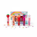 Kids' Fruity Lip Gloss Set with 6 colorful glosses on white background