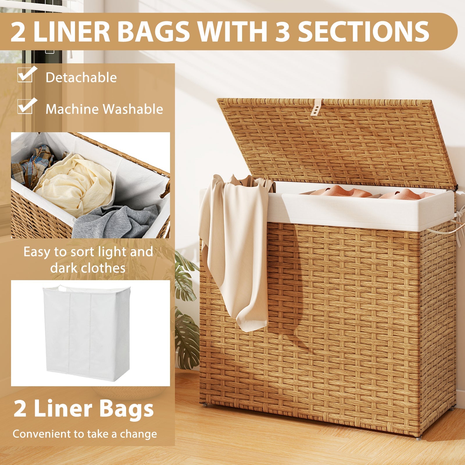 Rolling Laundry Hamper with Lid