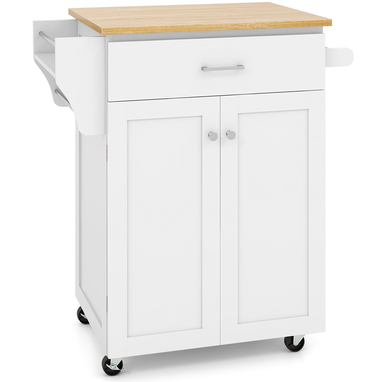 Rolling Kitchen Island Cart with Spice Rack & Storage